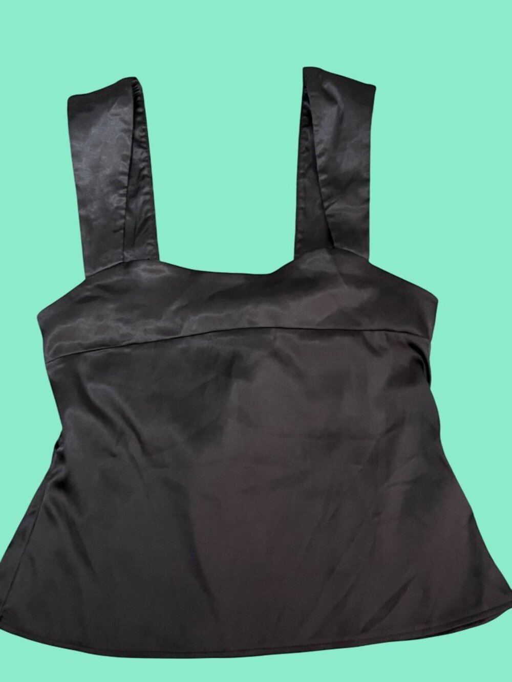Black Satin Sleeveless Tie-Back Top XS US 2